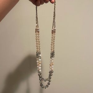 Long double layer beaded necklace